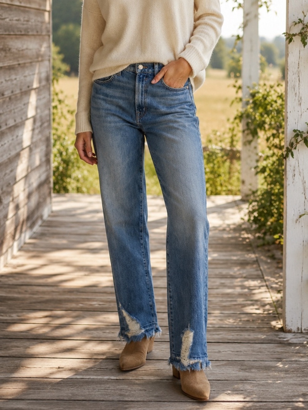 Edwin Marli High Rise Slim Wide Leg Jeans Paloma Raw Hem Size 25